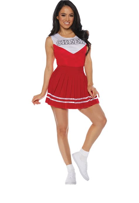 red cheerleader adult women s costume top and skirt school spirit cheer