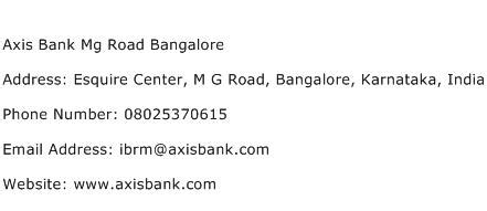 axis bank mg road bangalore address contact number  axis bank mg road bangalore