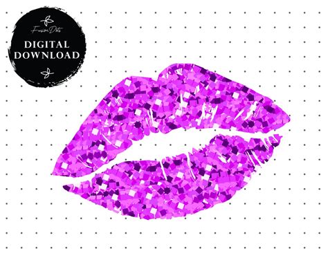 purple glitter lips clip art png sublimation printable etsy