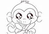 Monkey Coloring Pages Cute Animal Color Getcoloringpages Printable sketch template