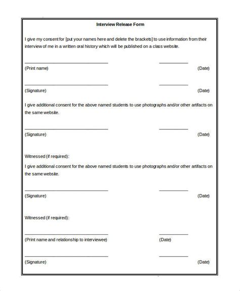 printable release form samples templates   ms word