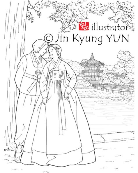 adult colouring page printable colouring pages korean traditional