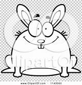 Coloring Rabbit Chubby Shocked Smiling Outlined Clipart Vector Cartoon Thoman Cory sketch template