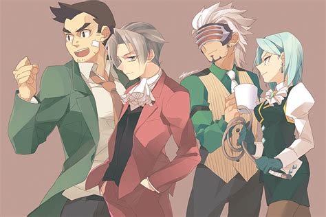 Miles Edgeworth Franziska Von Karma Dick Gumshoe And Godot Ace