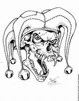 Jester Tattoo Drawing Evil Skull Joker Designs Tattoos Drawings Face Deviantart Creepy Hassified Hat Clowns Getdrawings Skulls Dark sketch template