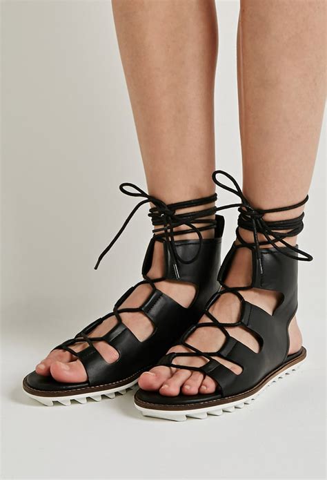 forever 21 faux leather lace up gladiator sandals 30 affordable