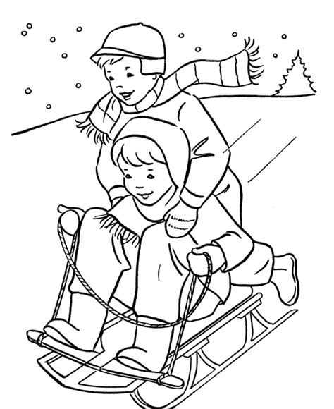 bluebonkers printable winter coloring sheets boys sledding