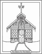 Coloring Church Pages Christmas Simple Building Printable Drawing Adult Outline Elevation Childrens Pdf Color Reason Ornate Plan Getdrawings Seniors Getcolorings sketch template