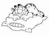 Garfield Coloring Dormindo Almofada Tudodesenhos Designlooter Sketch sketch template