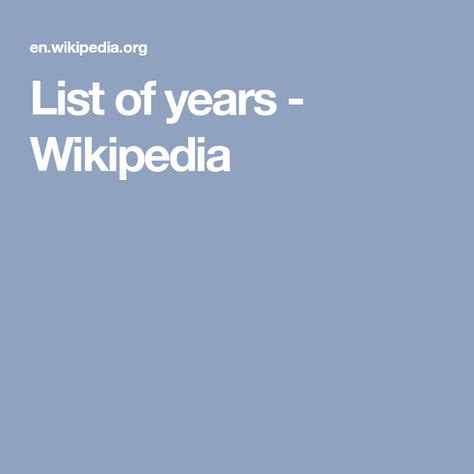 list  years wikipedia