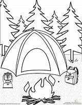Coloring Camping Pages Campfire Education Fun Preschool Kids sketch template