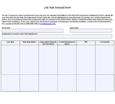 job analysis forms templates  docs