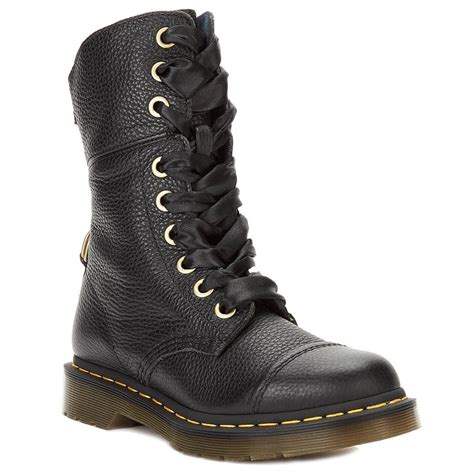 dr martens aimilita womens leatherblack  tartan lace boots black