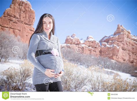 pregnant snow stock photo image  adult family baby