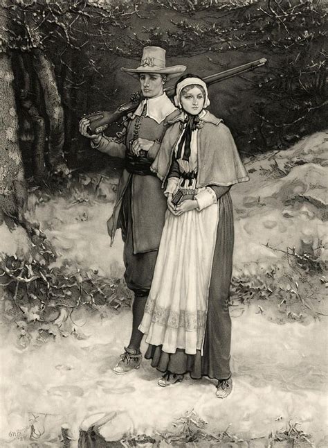 thanksgiving print showing a puritan canvas print canvas art by everett clothing and printing