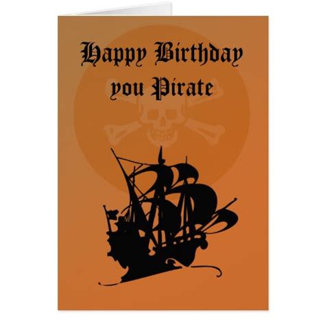 pirate happy birthday card zazzle