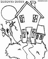 Haunted House Coloring Pages Coloringway sketch template