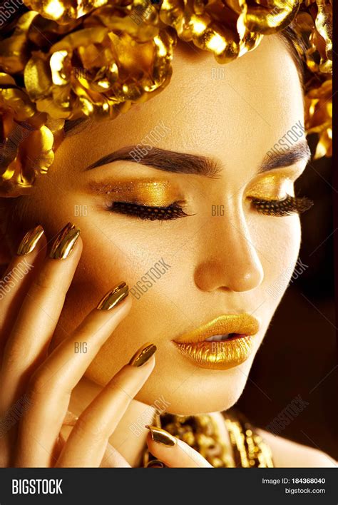 gold woman face image photo  trial bigstock
