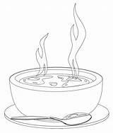 Soup Coloring Bowl Clipart Drawing Hot Pages Porridge Bowls Clip Kids Food Printable Cliparts Colorear Para Cute Line Library Disegno sketch template