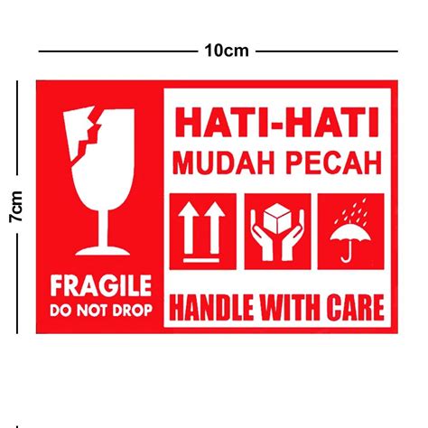 sticker fragile xcm hati hati mudah pecah pcs lazada indonesia