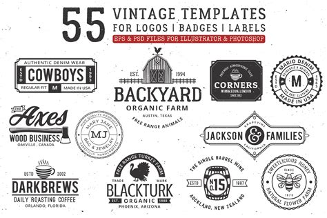 vintage logo templates graphic  great creative fabrica