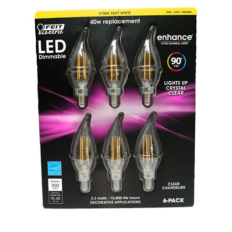 feit dimmable led clear chandelier bulbs  soft white  pk  replace nob ebay