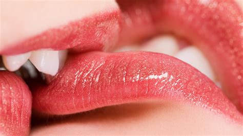 1920x1080 bite close clouseup girl kiss lips lipstick mouth