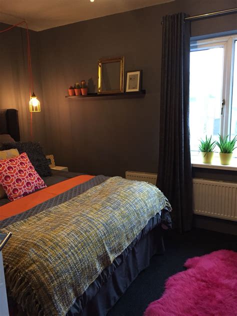 Bedroom Ideas Grey Yellow Orange Pink Hanging Lamps Home Decor