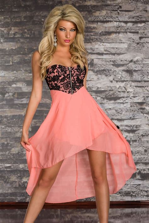 summer sexy sweetheart strapless asymmetrical lace chiffon club party