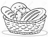 Bread Coloring Basket Clipart Food Rolls Clip Vector Fresh Tasty Contour Cartoon Loafs Pages Stock Kids Mailbox Para Colorear Pan sketch template