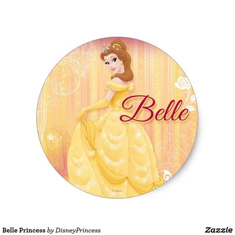 belle princess classic  sticker zazzle disney sticker