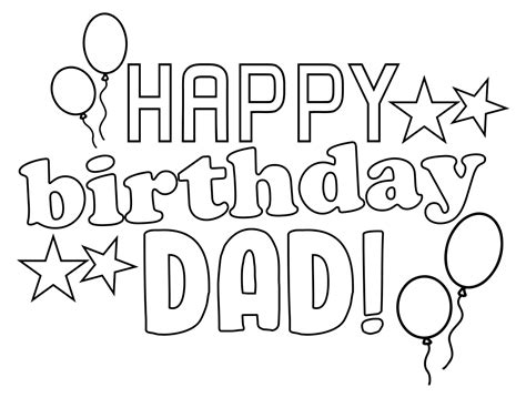 happy birthday dad card printable coloring pages