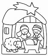 Coloring Nativity Kids Scene Kindergarten sketch template