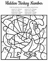 Thanksgiving Worksheets Color Multiplication Number Math Grade 4th Printable 2nd Puzzles Printablee sketch template