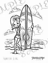 Coloring Girl Surfer Instant Etsy Digital Listing Gemerkt Von sketch template