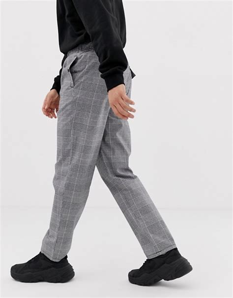 asos design relaxed pants  gray check  utility belt asos