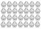 Kitty Hello Cup Cupcakes Coloring Complex Cakes Pages Adults Cake Food Adult sketch template