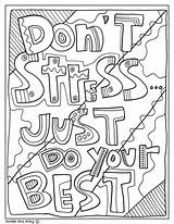 Pages Doodle Colouring Alley Doodles Coloring Quotes Stress Do Encouragement Sheets Testing Classroom Don Adult Quote Just Printable Color Motivational sketch template