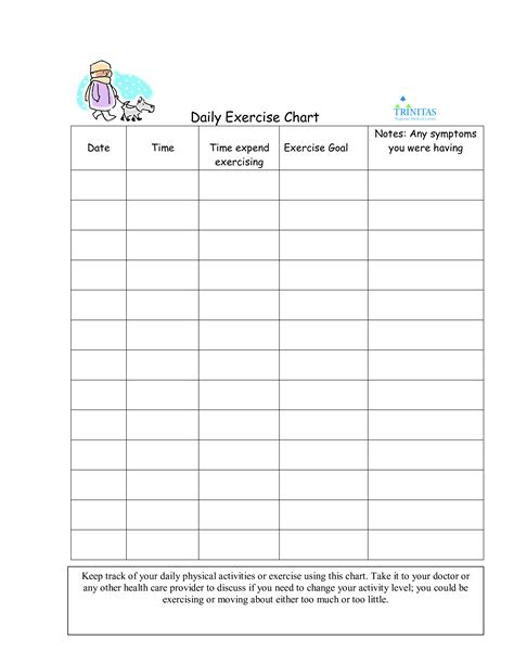 daily chart exercise templates  allbusinesstemplatescom