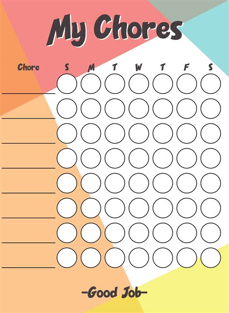 printable chore charts  kids preschool chore charts chore images