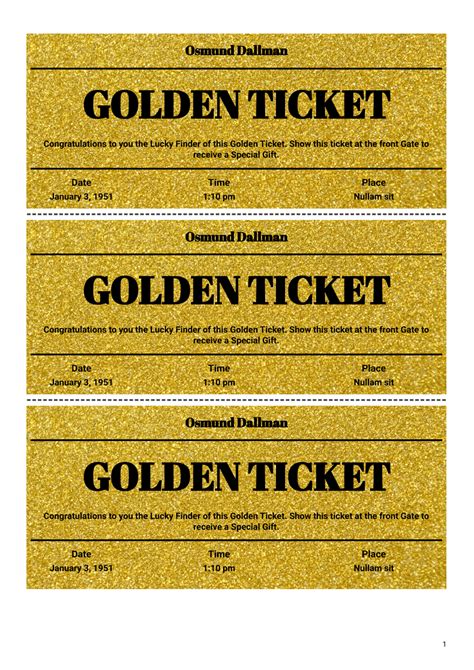 golden ticket template  templates jotform