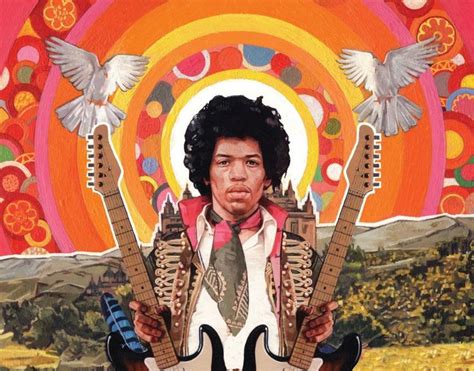 Jimi Hendrix With Stratcoaster Jimi Hendrix Art Psychedelic Poster