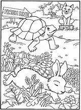 Tortoise Hare Fables Tortuga Aesop Liebre Colorare Dover Worksheet sketch template