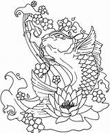 Coloring Pages Fish Water Koi Japanese Plants Drinking Underwater Lotus Coy Blooming Printable Land Getcolorings Cycle Jumping Color Popular Comments sketch template