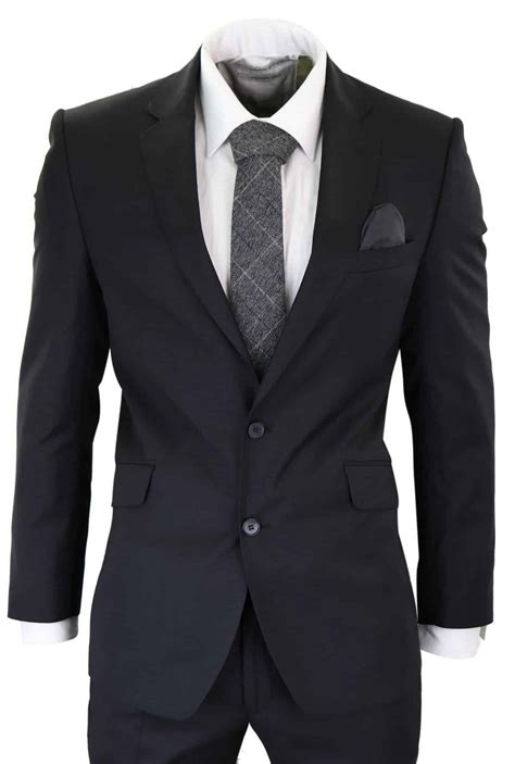 mens classic plain black formal  piece suit buy  happy gentleman