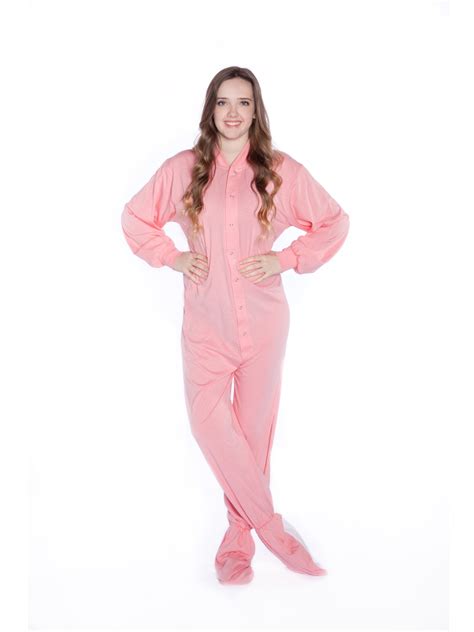 Big Feet Pajama Co Pink Jersey Knit Adult Footed Pajamas Womens