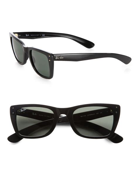 lyst ray ban caribbean sunglasses in black for men