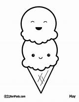 Coloring Pages Ice Cream Kawaii Cute Cutekawaiiresources Wordpress Sheets sketch template