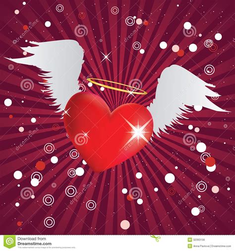 shiny heart with angel wings stock vector illustration of creative illustration 32393156