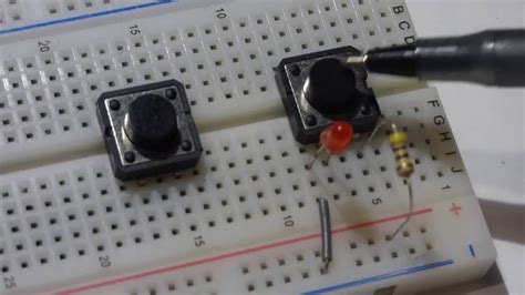 open tactile push button switch   insert  breadboard     led